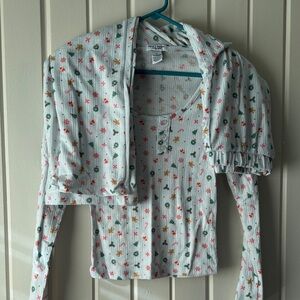 Floral Long Sleeve Top and Cardigan Set